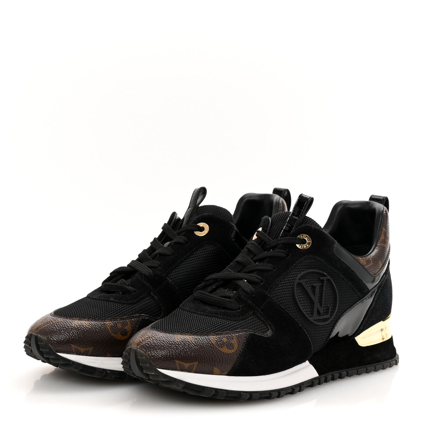 Suede Monogram Run Away Sneakers 39 Black