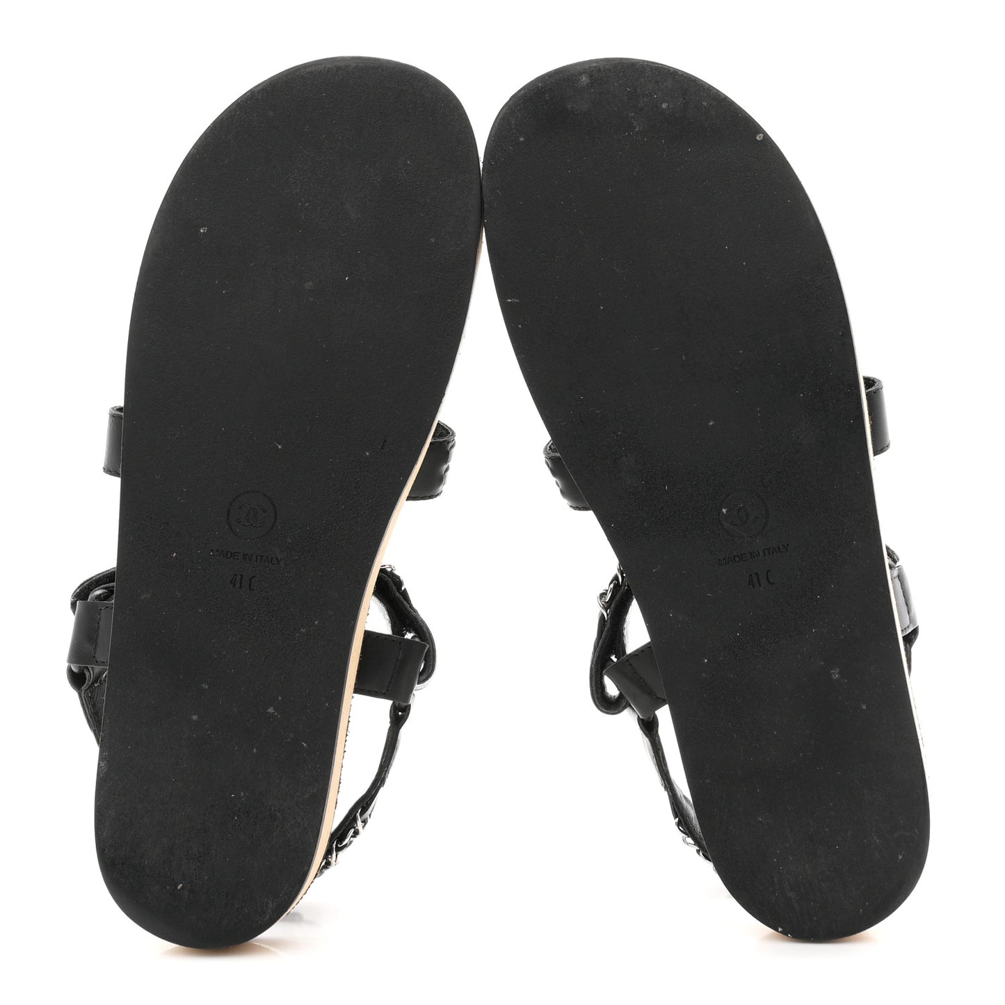 Lambskin Chain Sandals 41 Black