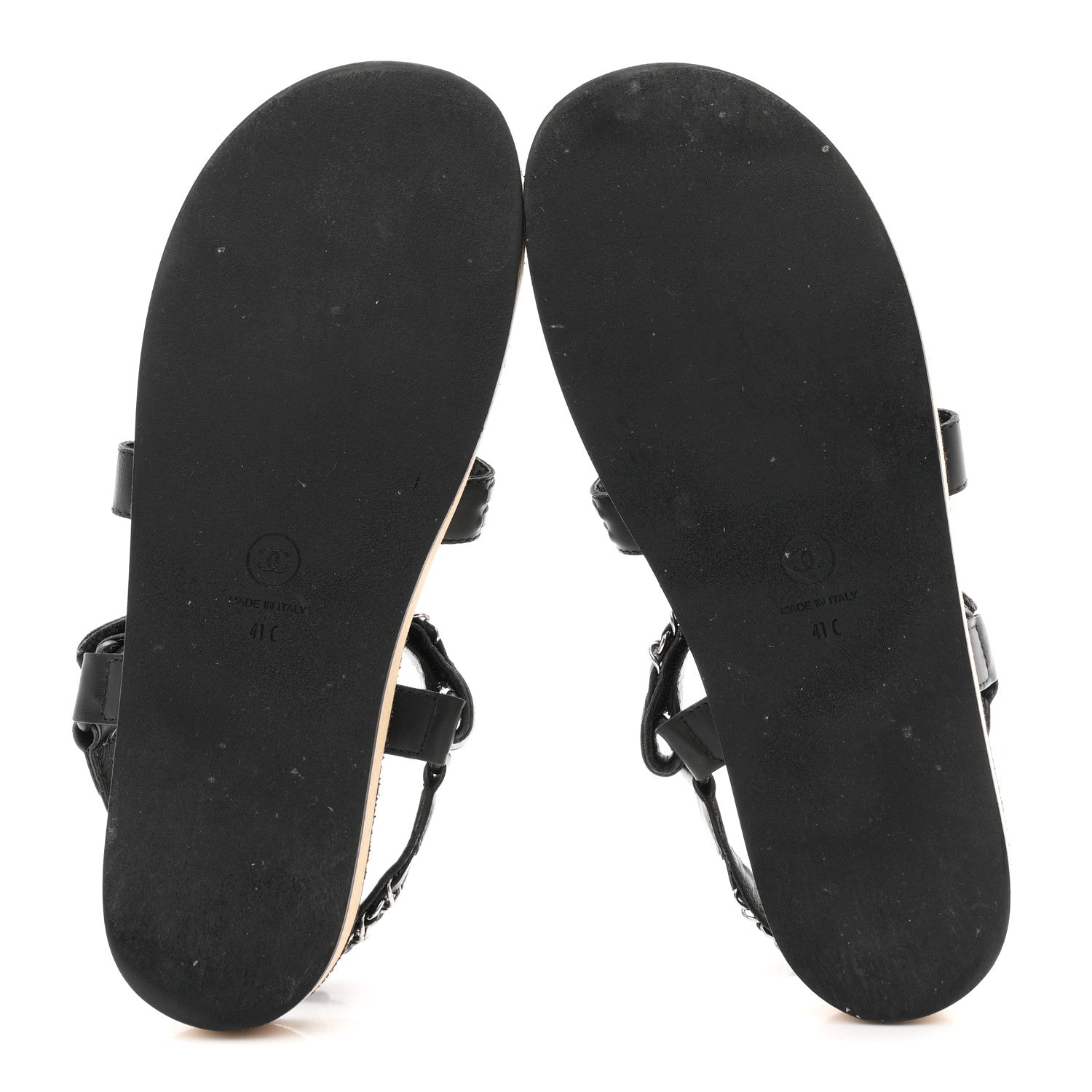 Chanel Lambskin Chain Sandals 41 Black 6 of 9