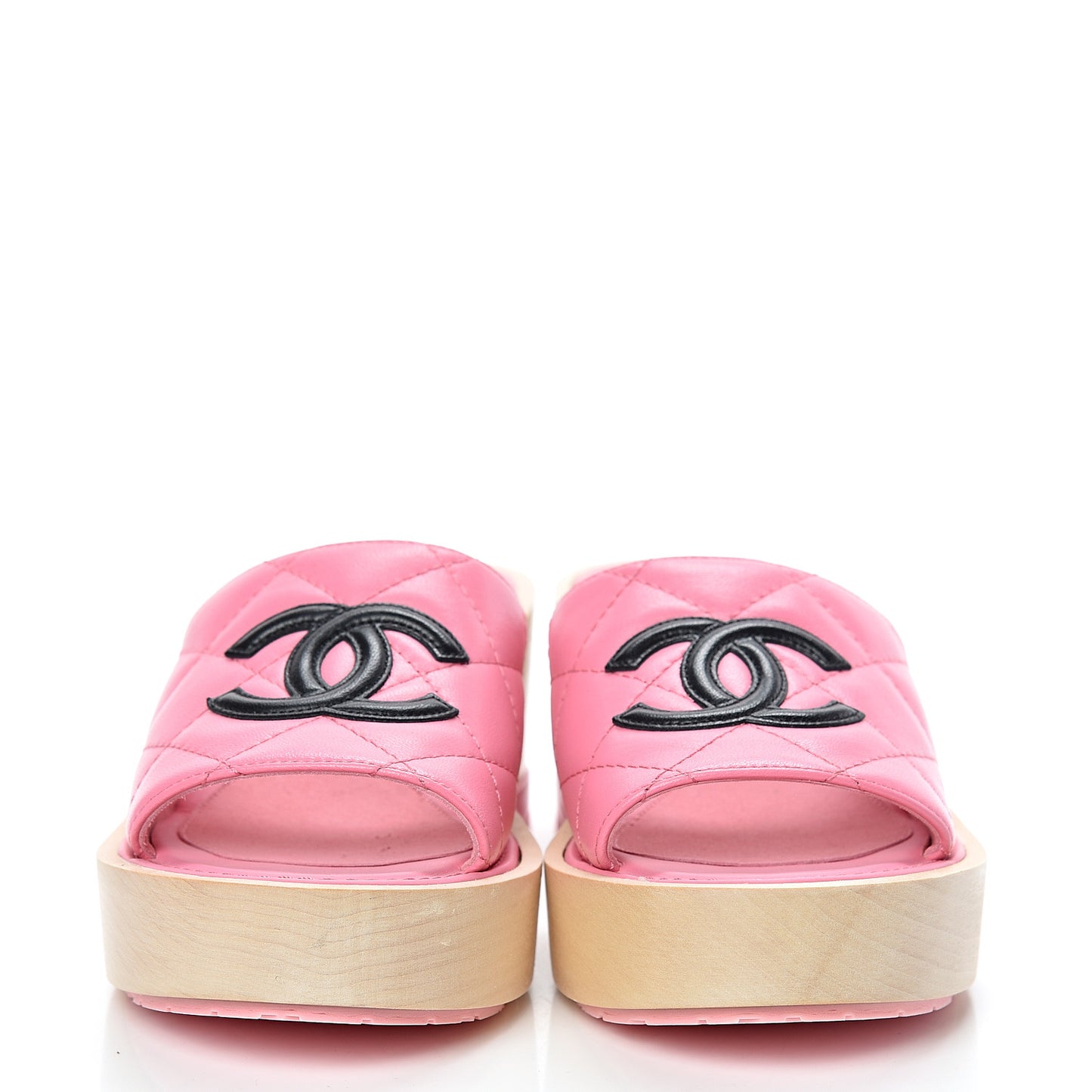 Lambskin CC Flat Slide Sandals 36 Pink