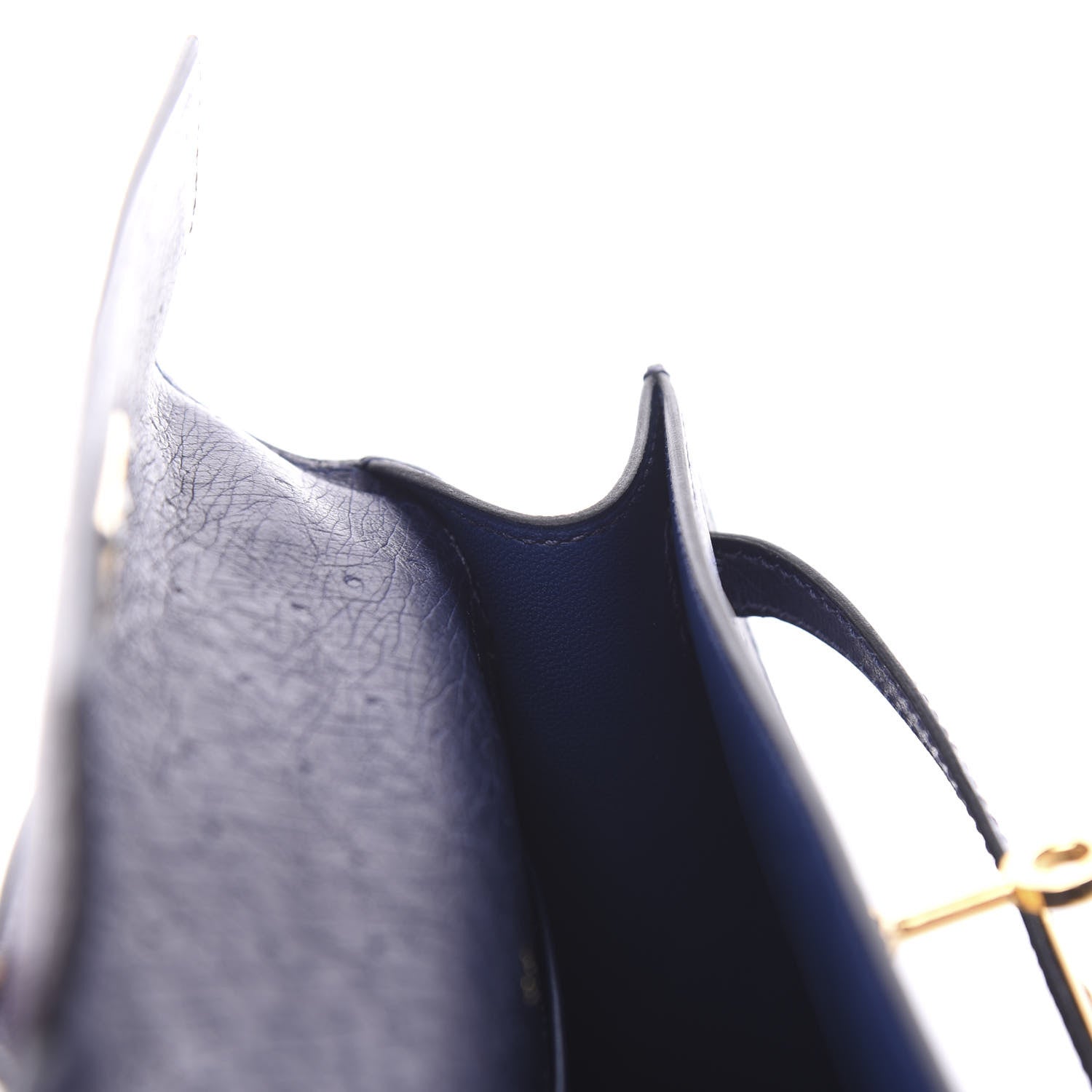 Hermes Ostrich Kelly Pochette Clutch Bleu Iris 20 of 30