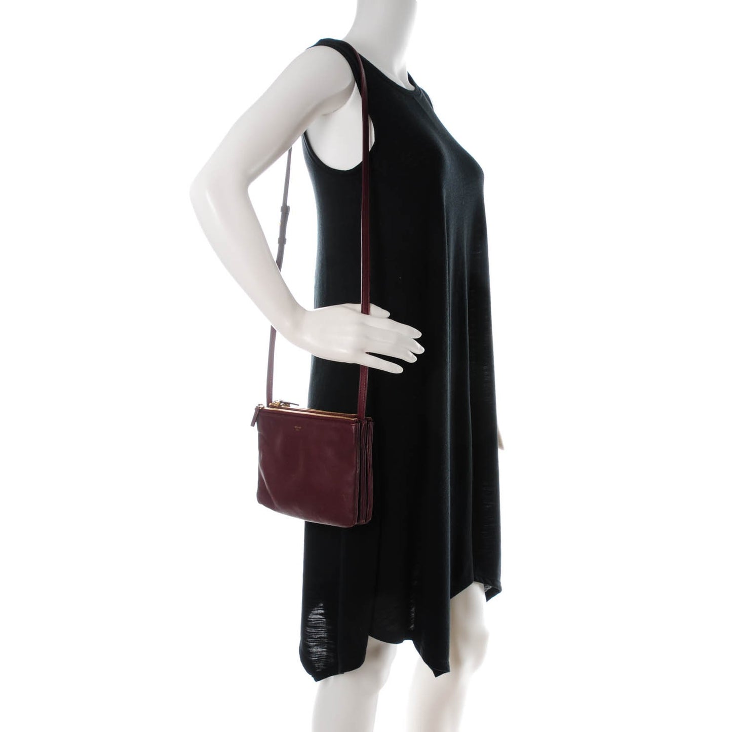 Smooth Lambskin Small Trio Crossbody Bag Burgundy