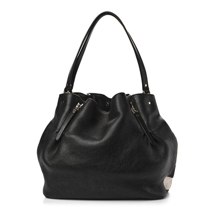 Burberry Grainy Calfskin House Check Medium Maidstone Black 1 of 9