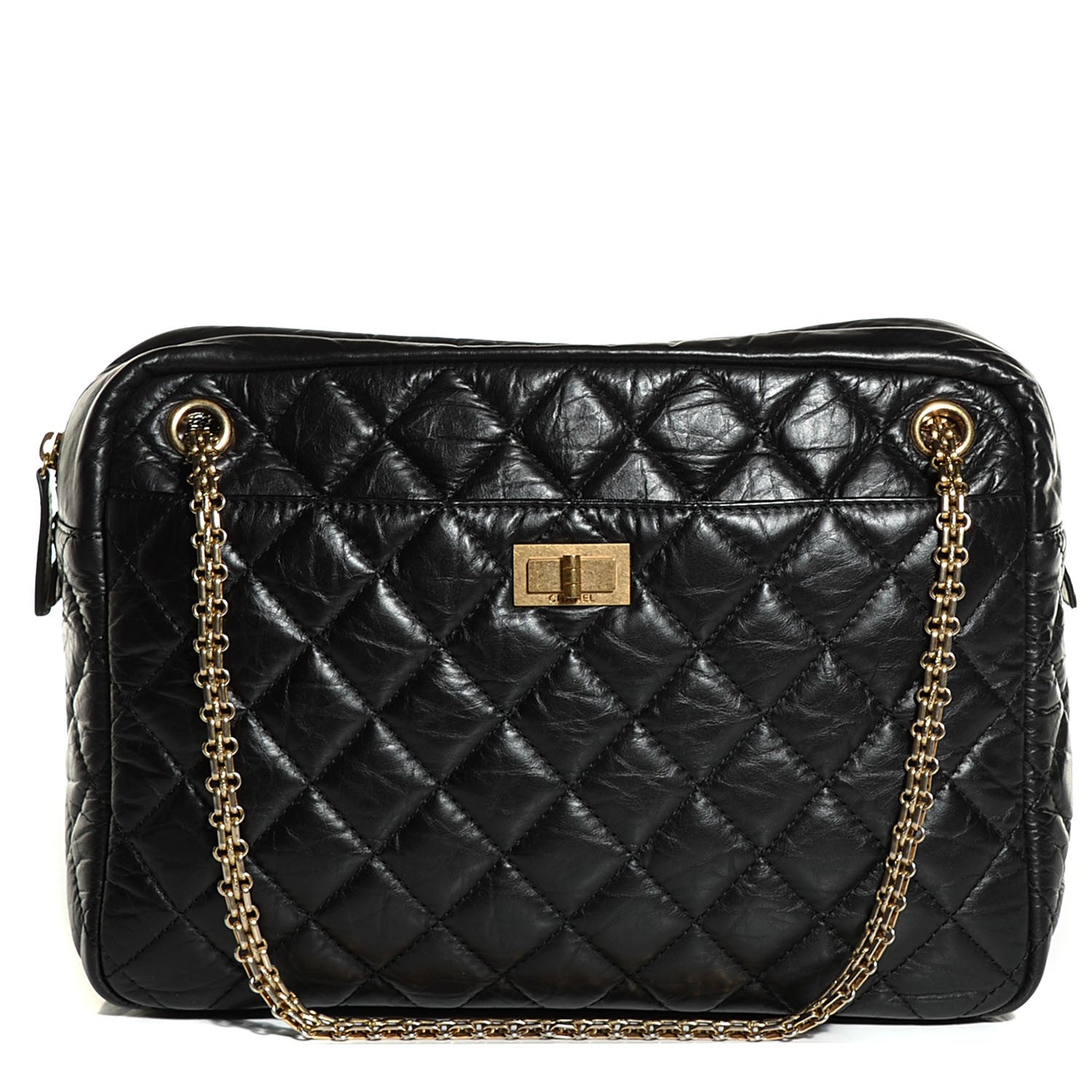 Chanel Aged Calfskin Quilted Large Reissue Camera Case Black