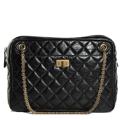 Chanel Aged Calfskin Quilted Large Reissue Camera Case Black 1 of 8