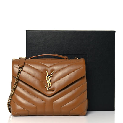 Saint Laurent Calfskin Y Quilted Monogram Small Loulou Chain Satchel Dark Natural 12 of 12