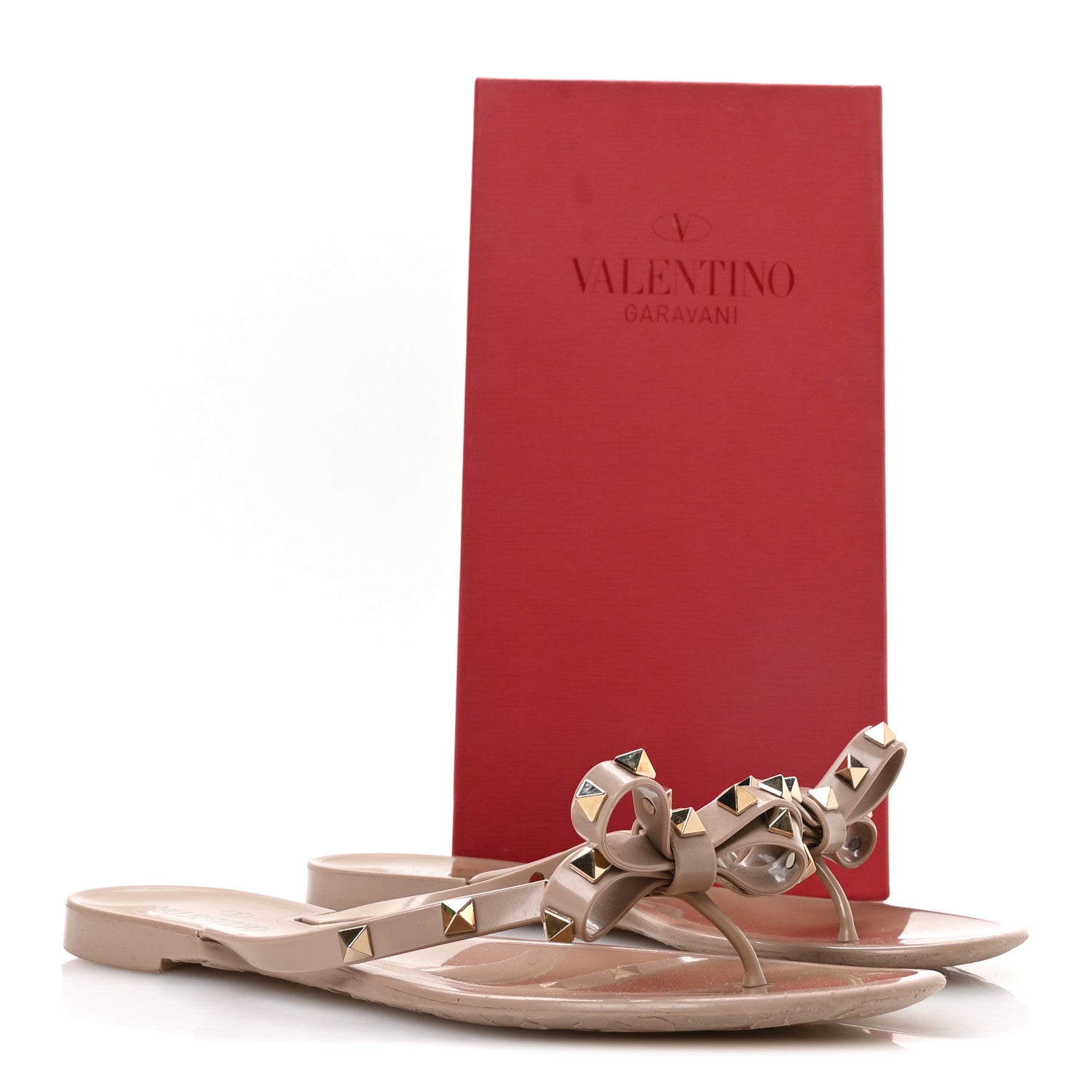 Valentino Garavani PVC Jelly Rockstud Bow Thong Sandals 41 Poudre 8 of 8
