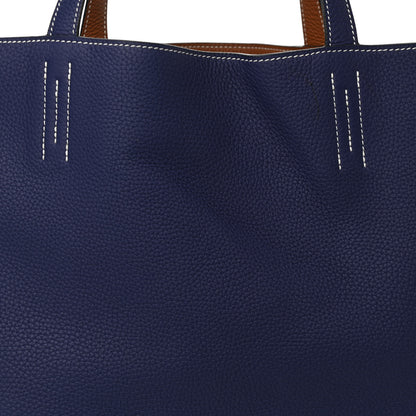 Hermes Taurillon Clemence Double Sens 45 Reversible Tote Gold Bleu Encre 11 of 16