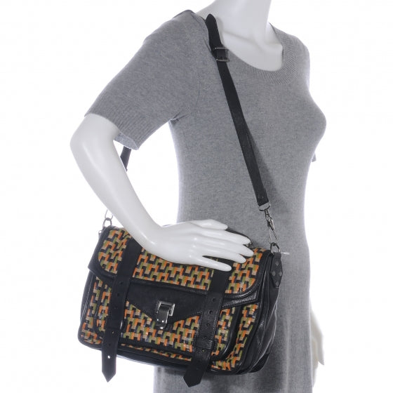 Proenza Schouler Woven Leather PS1 Medium Satchel Saffron and Black 2 of 8
