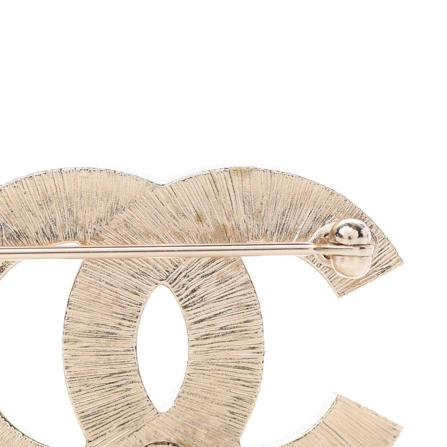 Metal Quilted CC Brooch Silver Gold