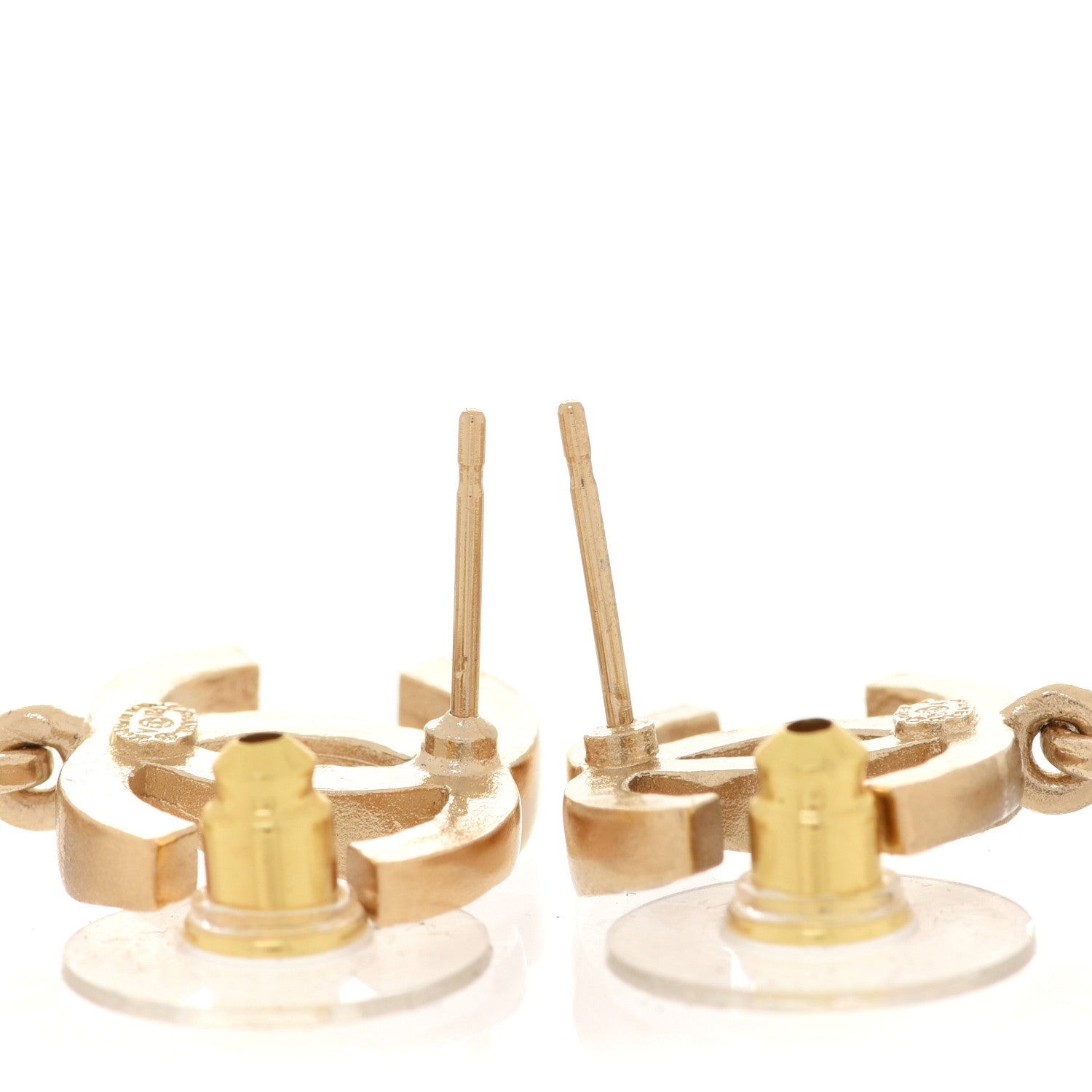 Chanel Metal CC Crystal Drop Earrings Gold 3 of 5