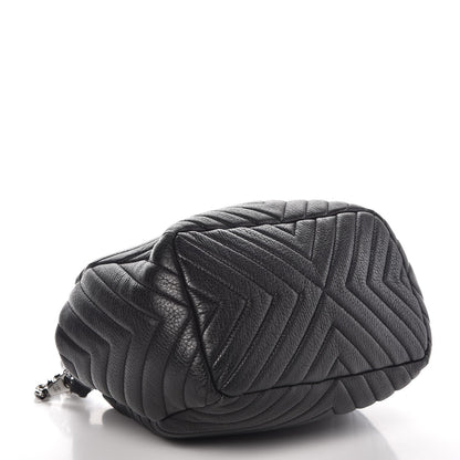 Chanel Deerskin Chevron Small CC Chain Bucket Bag Black 4 of 7