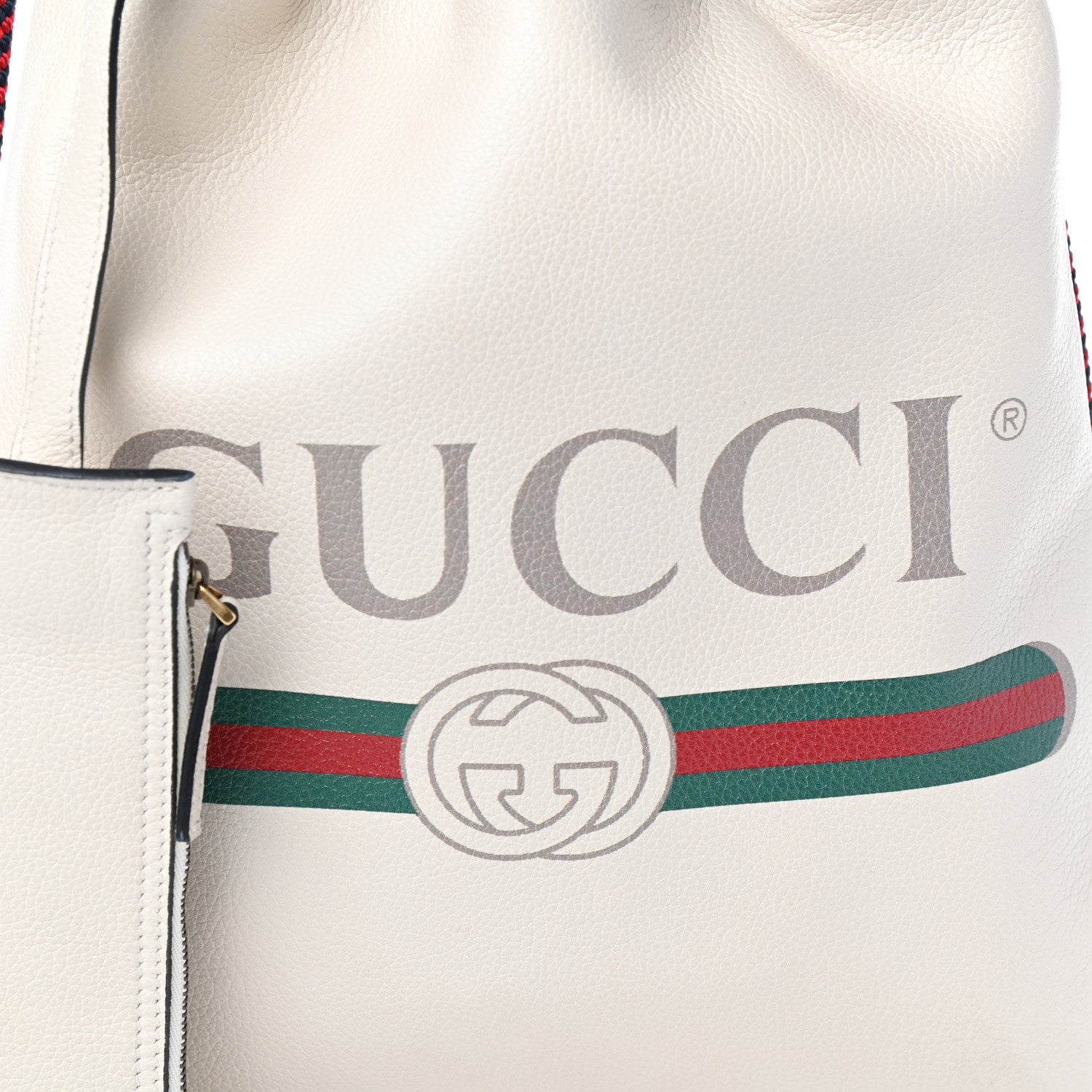 Gucci Calfskin Logo Drawstring Backpack Mystic White 7 of 9