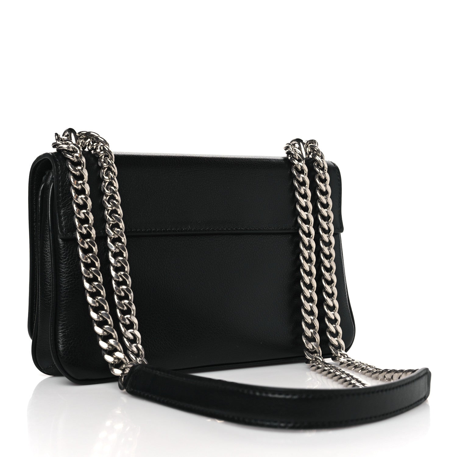Prada Soft Calfskin Chain Shoulder Bag Black 3 of 8