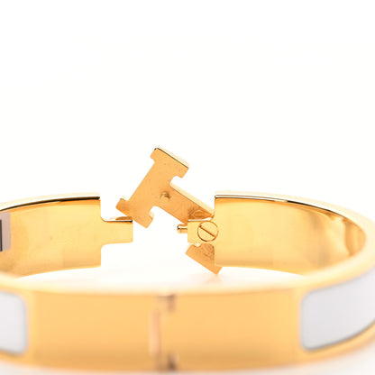 Hermes Enamel Narrow Clic Clac H Bracelet PM White 4 of 5