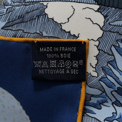 Hermes Silk Cosmographia Universalis Scarf 90 Bleu Nuit Vert Miel 3 of 5