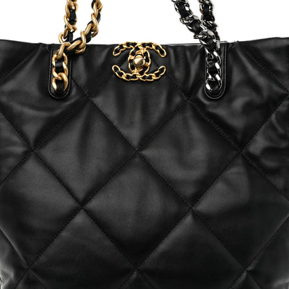 Chanel Lambskin Quilted Chanel 19 Shopping Bag Black 8 of 10