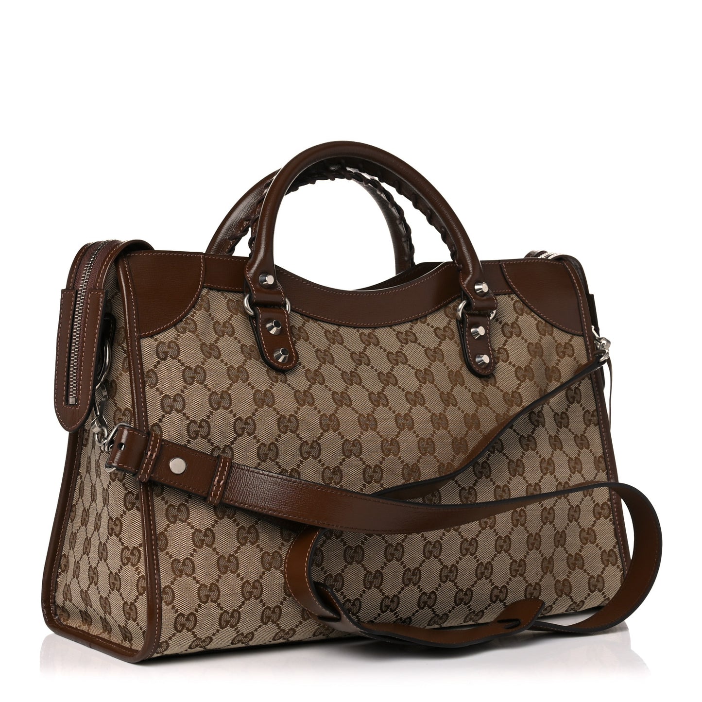 X GUCCI GG Monogram Azalea Calfskin Neo Classic Silver Hardware Medium City Beige Ebony Brown Sugar