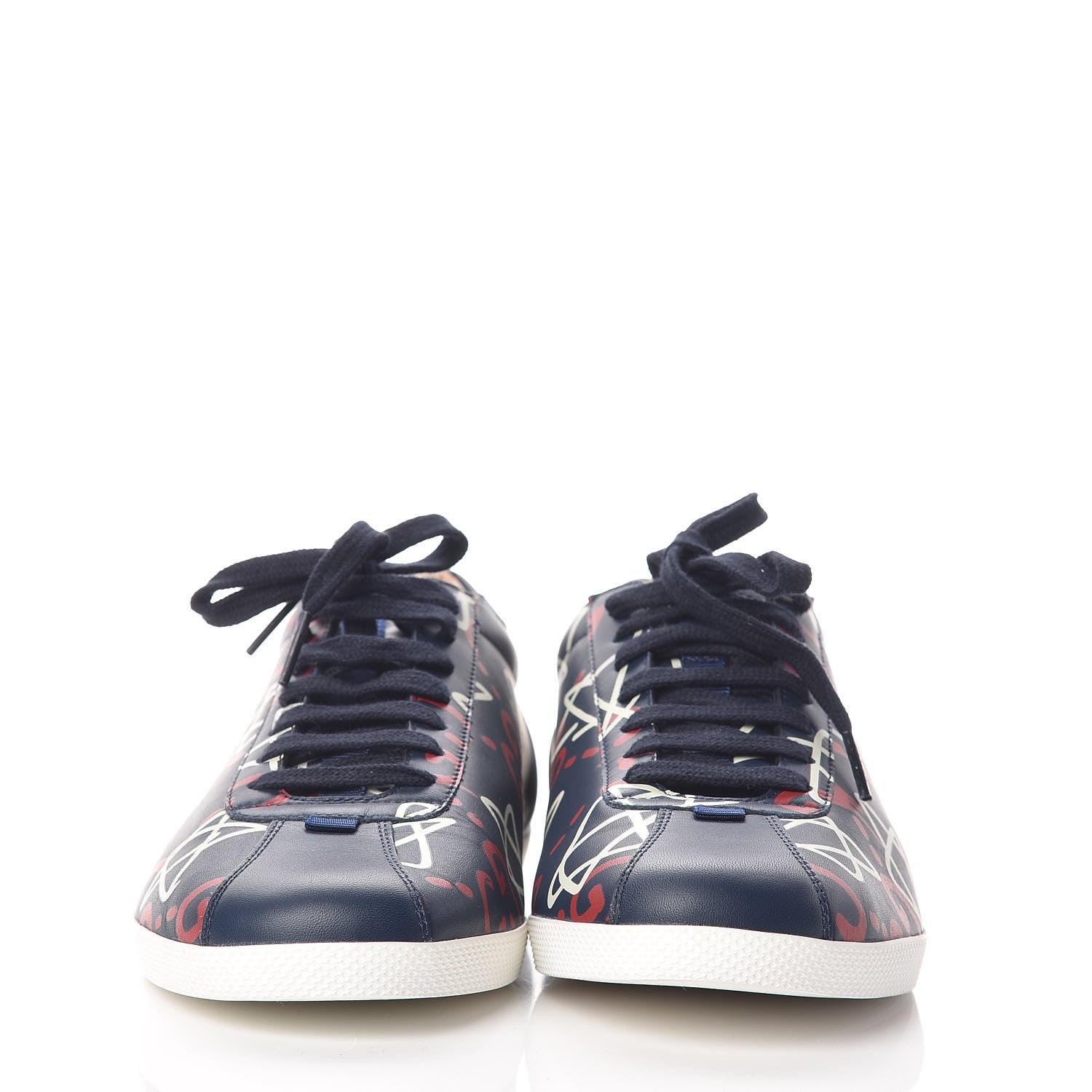 Gucci Calfskin GucciGhost Print Mens Low Top Sneakers 8.5 Blue Agata Hibiscus Red 4 of 9