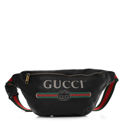 Gucci Grained Calfskin Logo Belt Bag Black 1 of 10