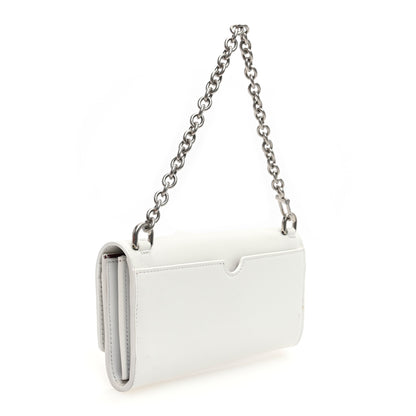 Off-White Calfskin Jitney Logo Flap Wallet On Chain White 3 of 10