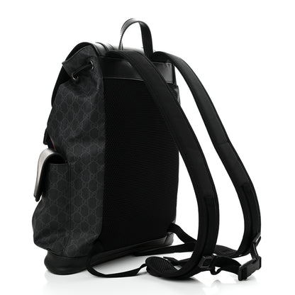 Gucci Soft GG Supreme Monogram Calfskin Web Double Buckle Backpack Black 3 of 11