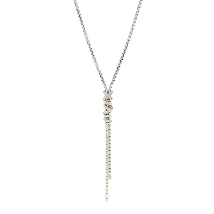 David Yurman Sterling Silver 18K Yellow Gold Diamond Helena Y Necklace 1 of 4