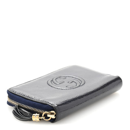 Gucci Patent Medium Soho Zip Around Wallet Navy 4 of 10