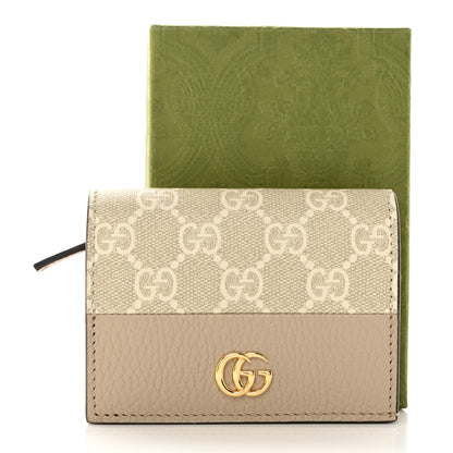Gucci Dollar Calfskin GG Supreme Monogram GG Marmont Card Case Beige Mystic White Oatmeal 2 of 7