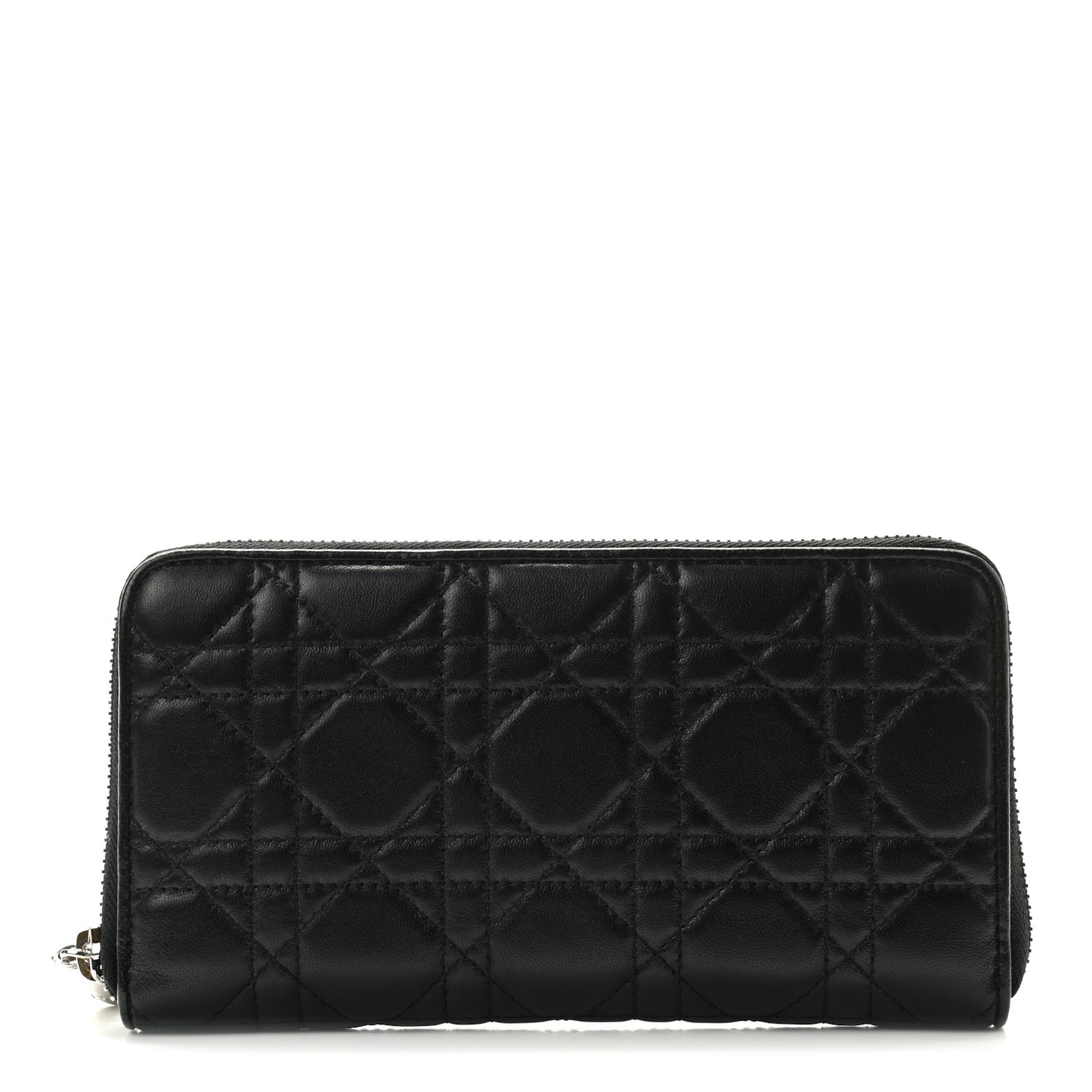 Lambskin Cannage Lady Dior Zip Wallet Black