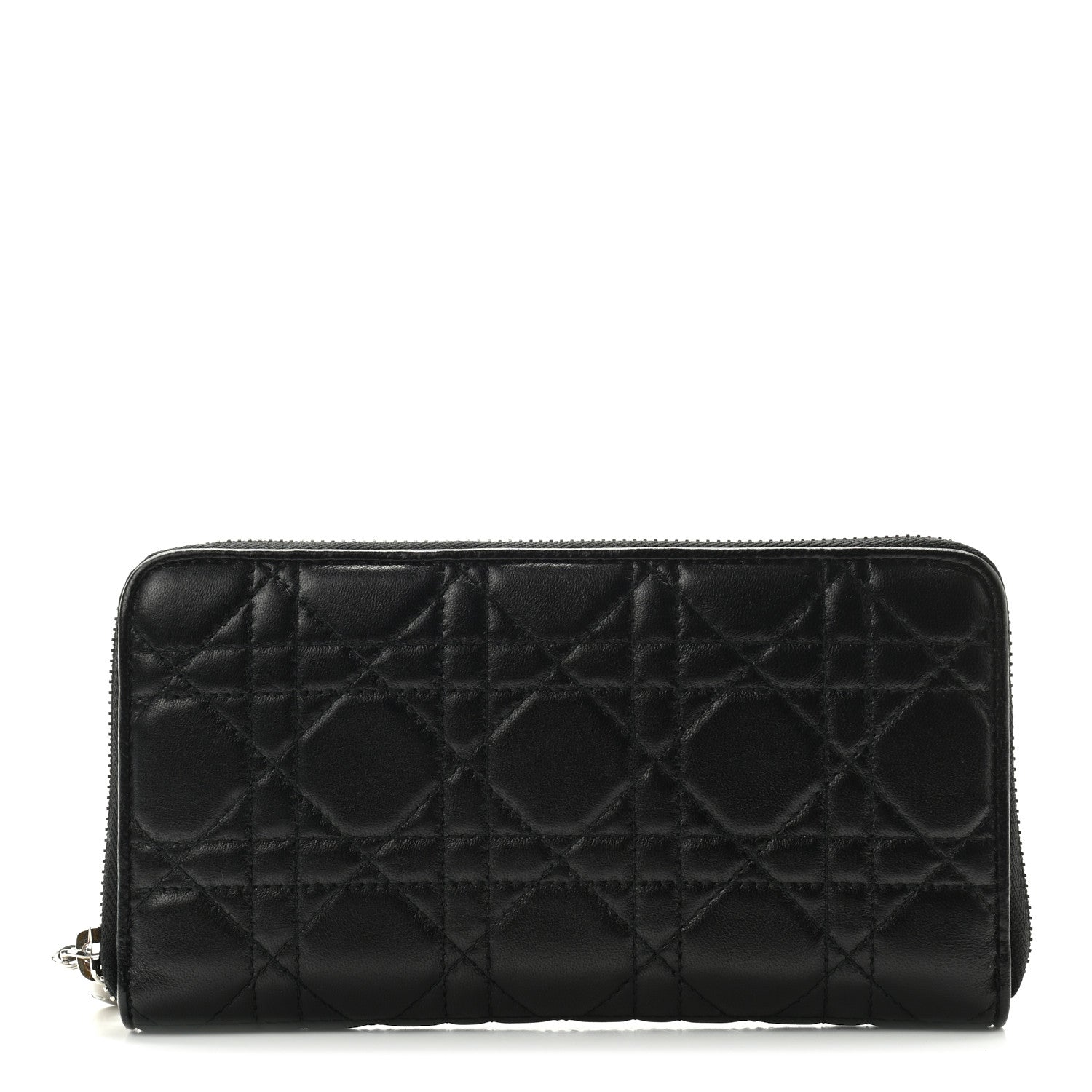 Christian Dior Lambskin Cannage Lady Dior Zip Wallet Black 1 of 7