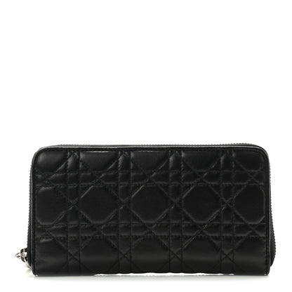 Christian Dior Lambskin Cannage Lady Dior Zip Wallet Black 1 of 7
