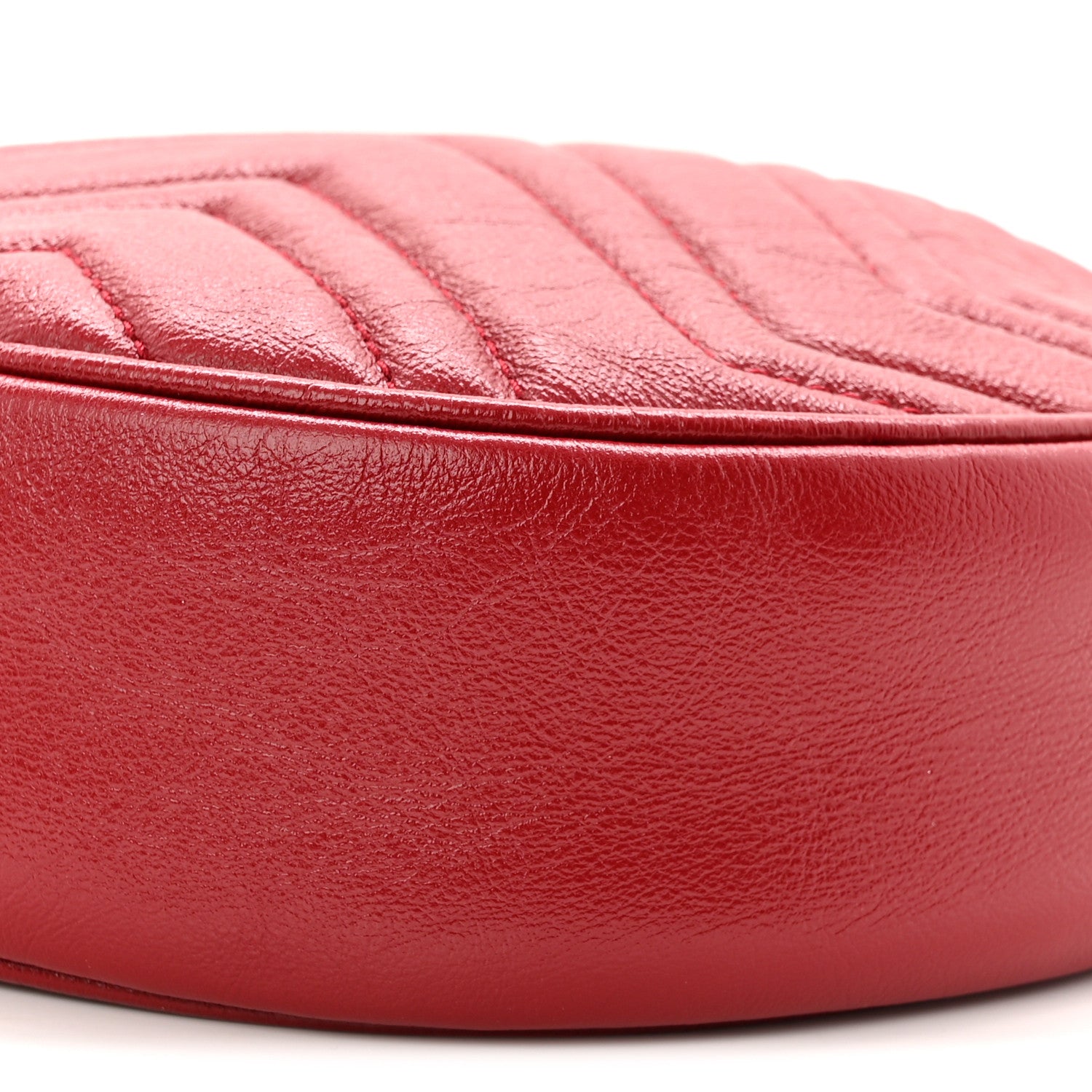 Gucci Glazed Calfskin Matelasse Heart Mini GG Marmont Round Shoulder Bag Romantic Cerise 10 of 10