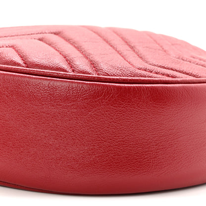Gucci Glazed Calfskin Matelasse Heart Mini GG Marmont Round Shoulder Bag Romantic Cerise 10 of 10