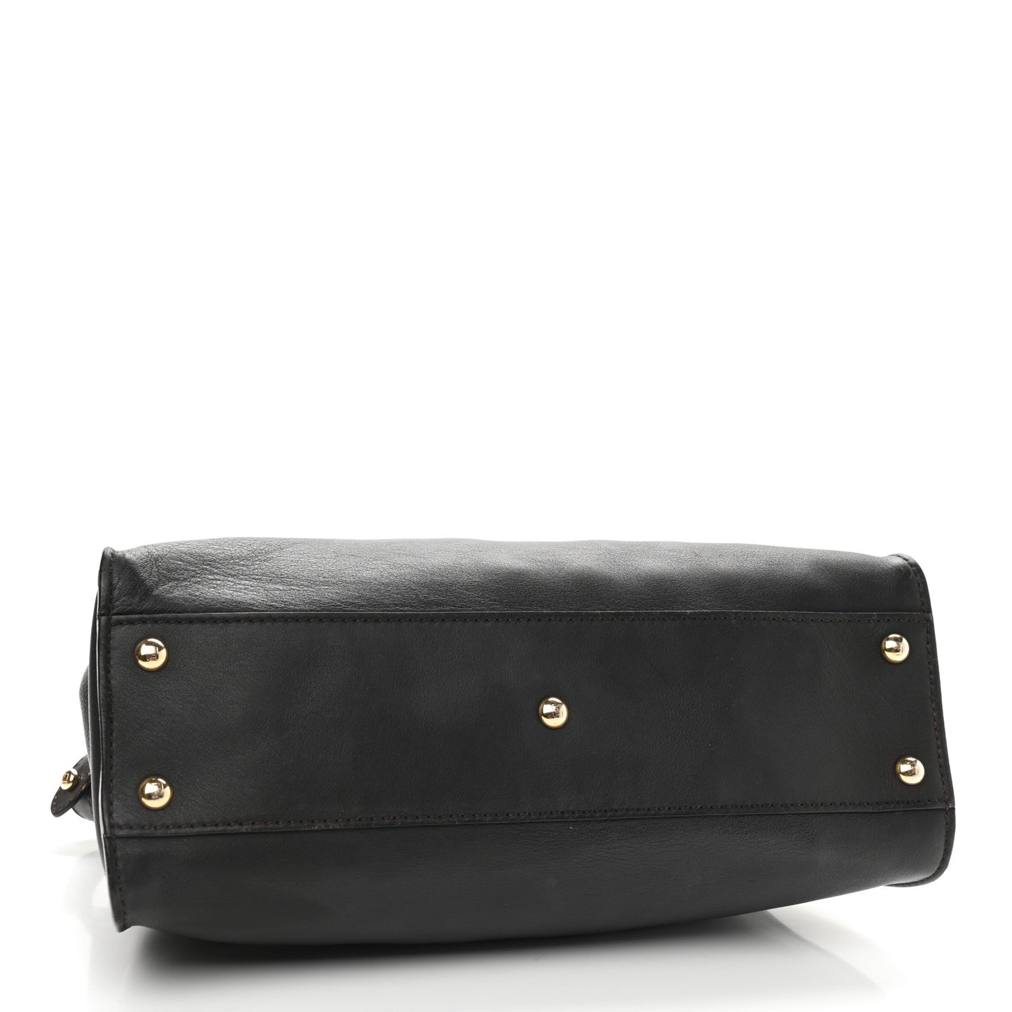 Vitello Seta Shiny Nappa Medium Peekaboo Iconic Satchel Dark Brown Yellow