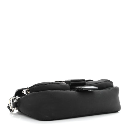 Prada Re-Nylon Spazzolato Double Pocket Buckle Shoulder Bag Black 4 of 11