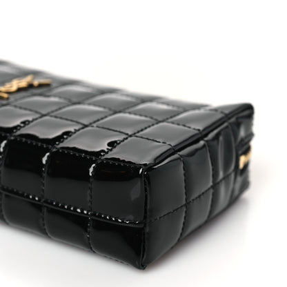 Saint Laurent Vinyl Carre Quilted Cassandre Wristlet Pouch Black 9 of 10