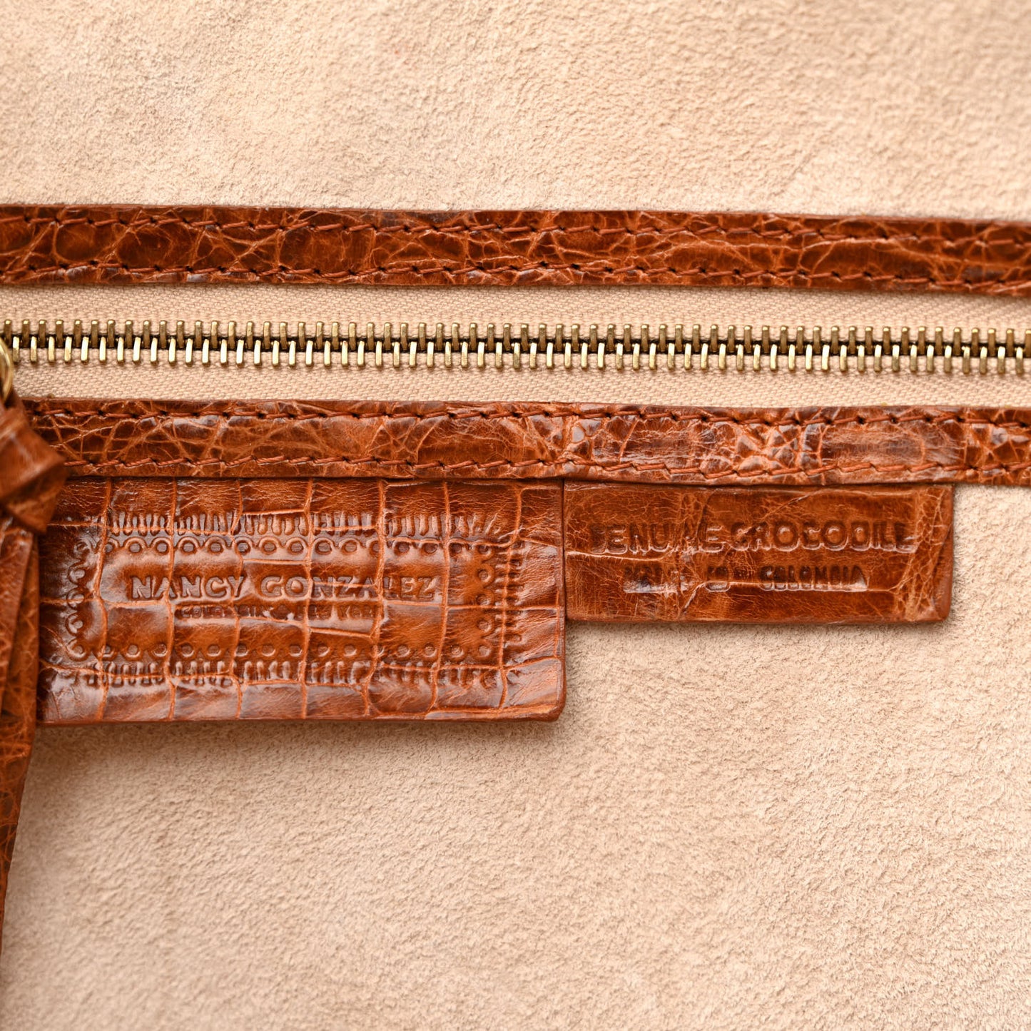 Crocodile Top Handle Shoulder Bag Brown