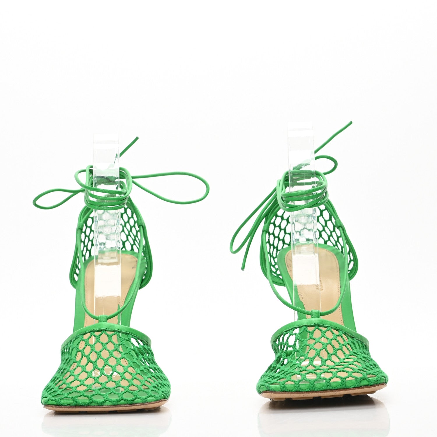 Bottega Veneta Mesh Nappa Stretch Ankle Tie 90mm Sandals 39.5 Grass 2 of 7