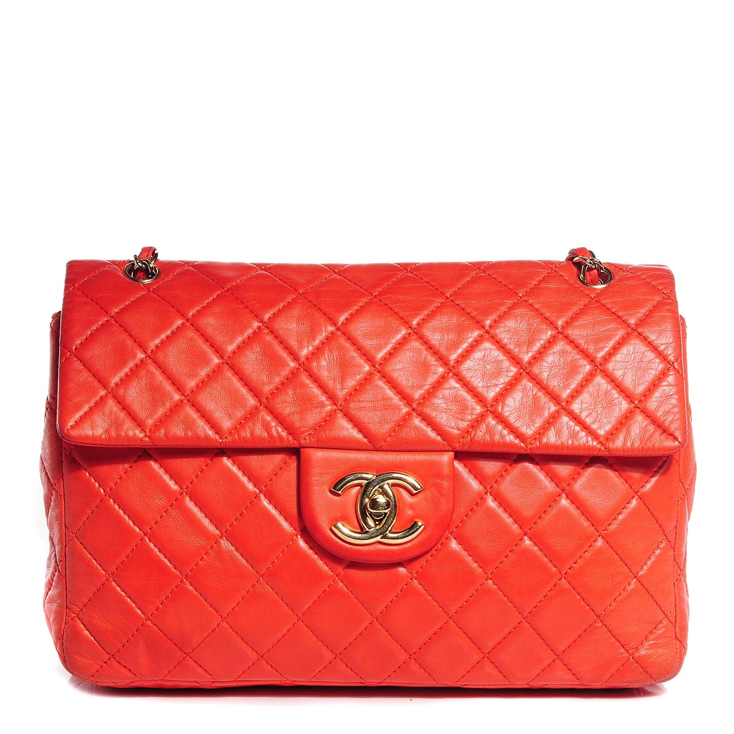 Lambskin Quilted Maxi Single Flap Coral