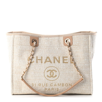Chanel Canvas Small Deauville Tote Light Beige 1 of 9