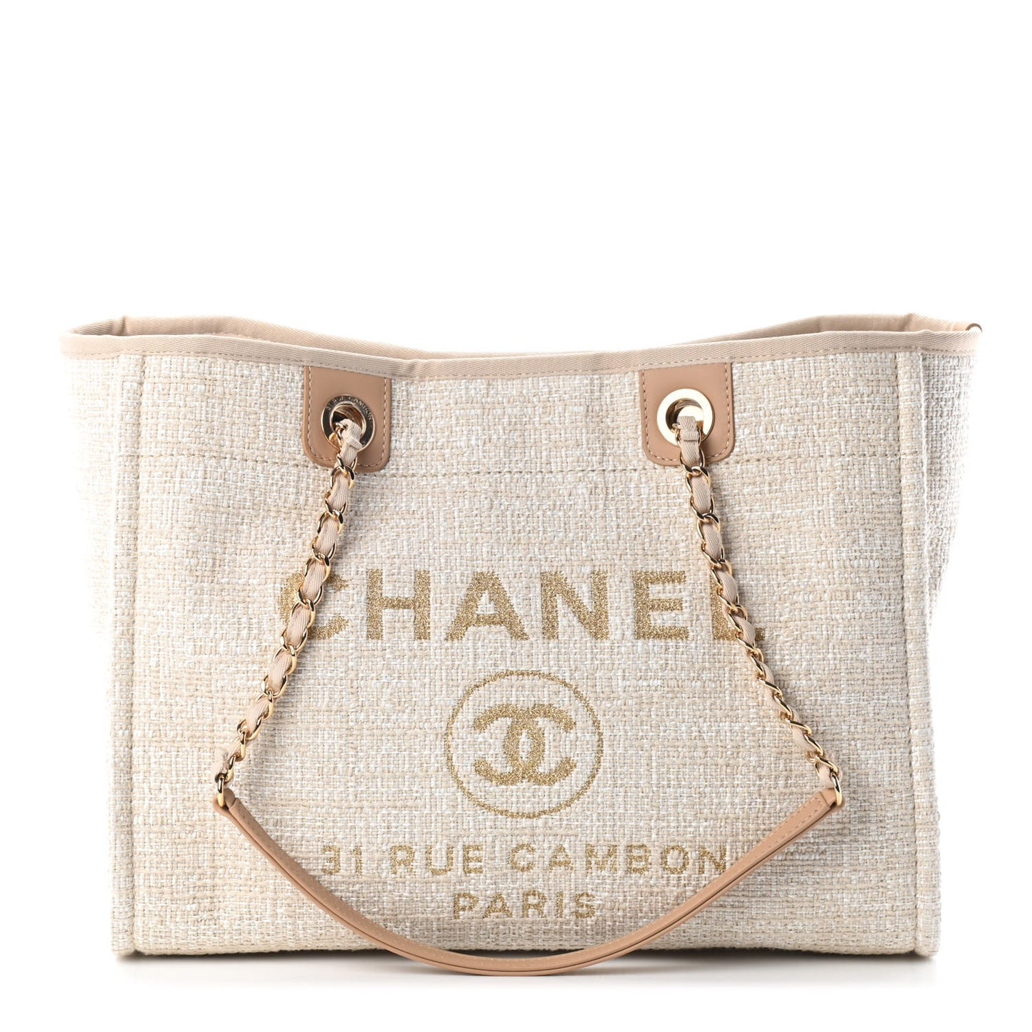 Canvas Small Deauville Tote Light Beige