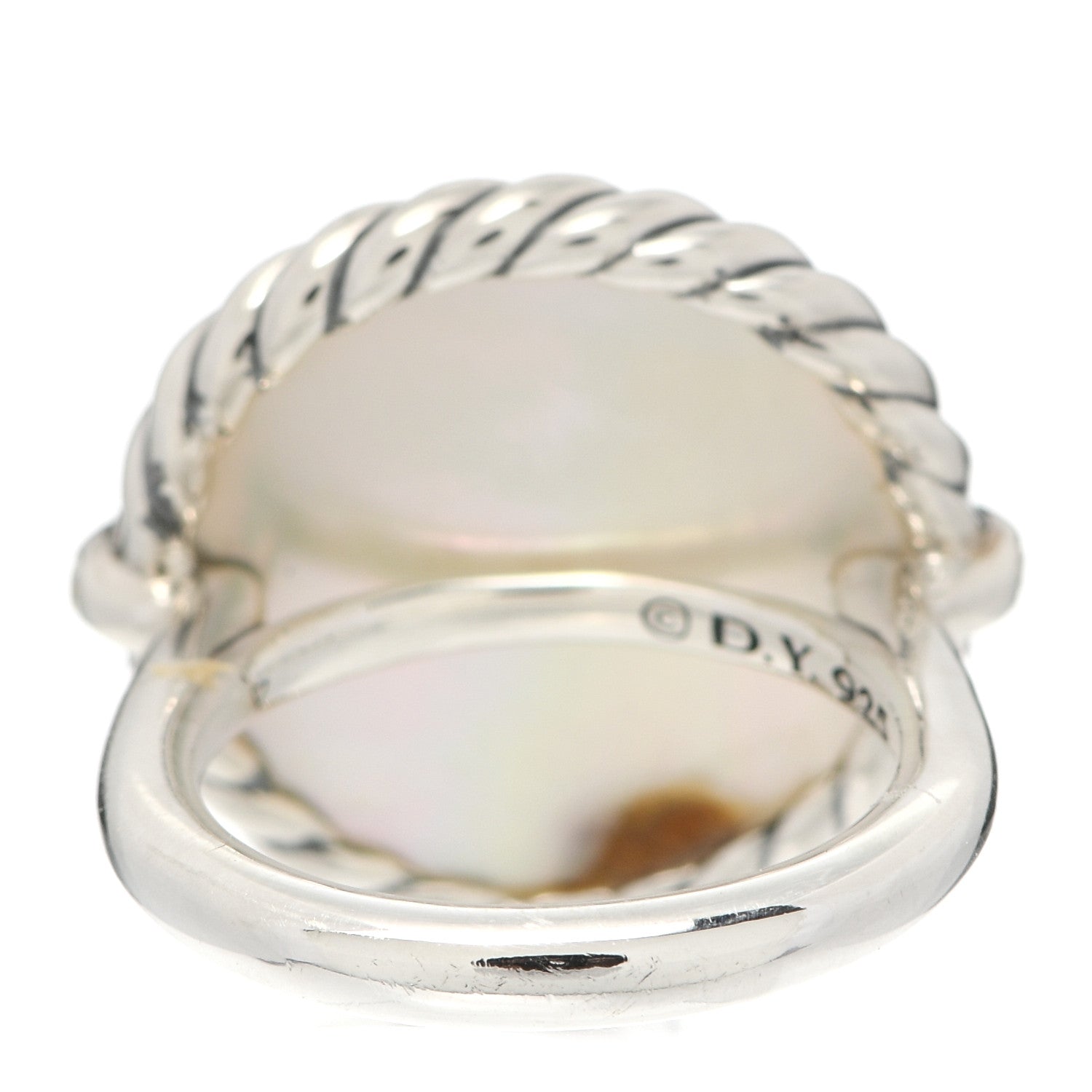 David Yurman Sterling Silver Mother Of Pearl Diamond Elements Ring 52 6 4 of 5