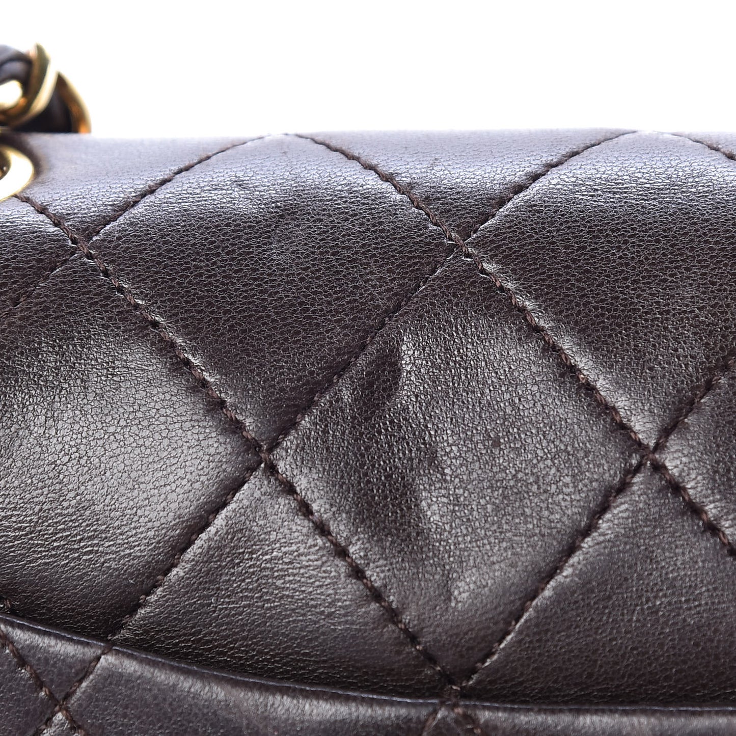 Lambskin Quilted Mini Square Flap Brown