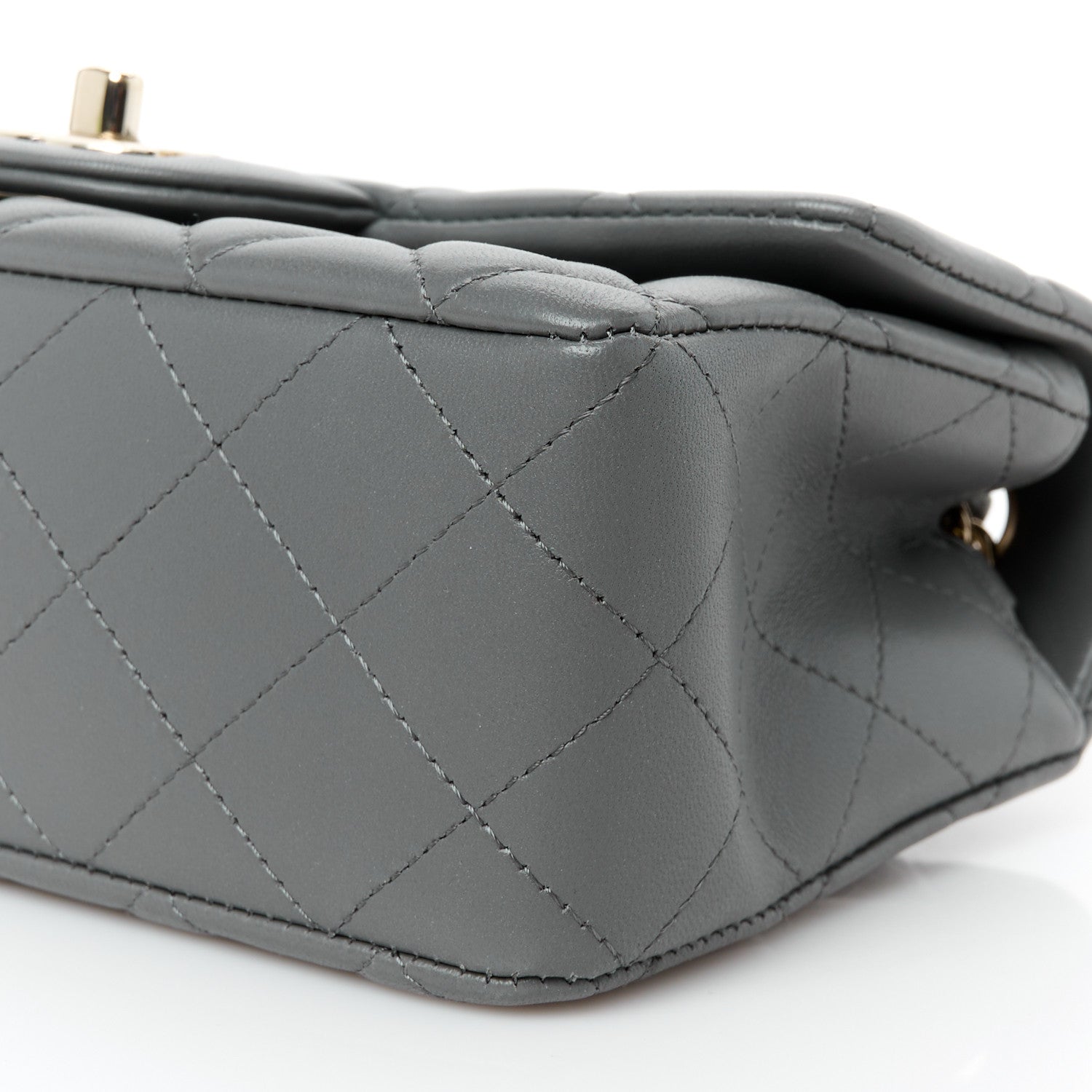 Chanel Lambskin Quilted Mini Rectangular Flap Dark Grey 11 of 12