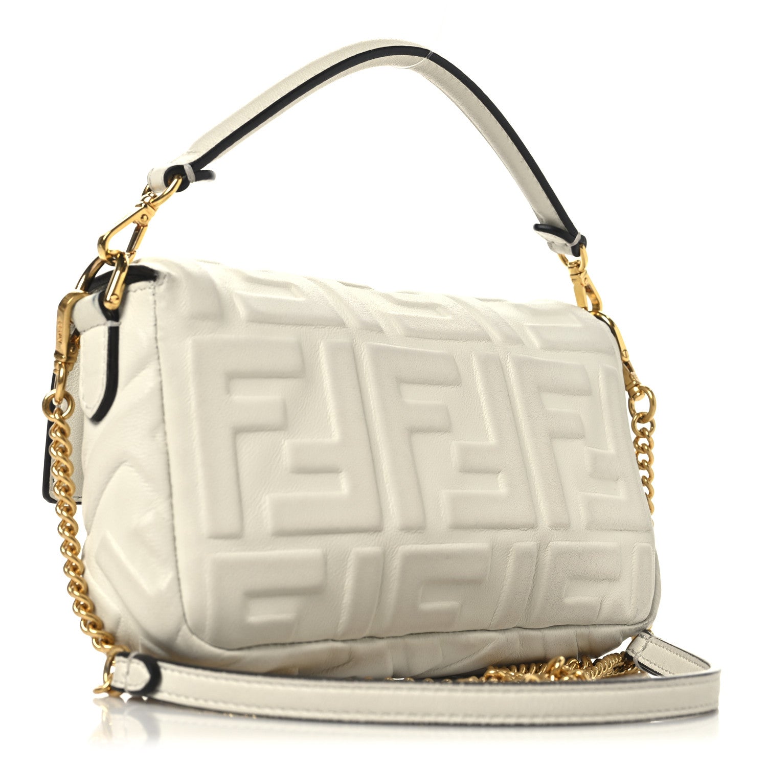 Fendi Nappa FF 1974 Embossed Mini Baguette White 3 of 12