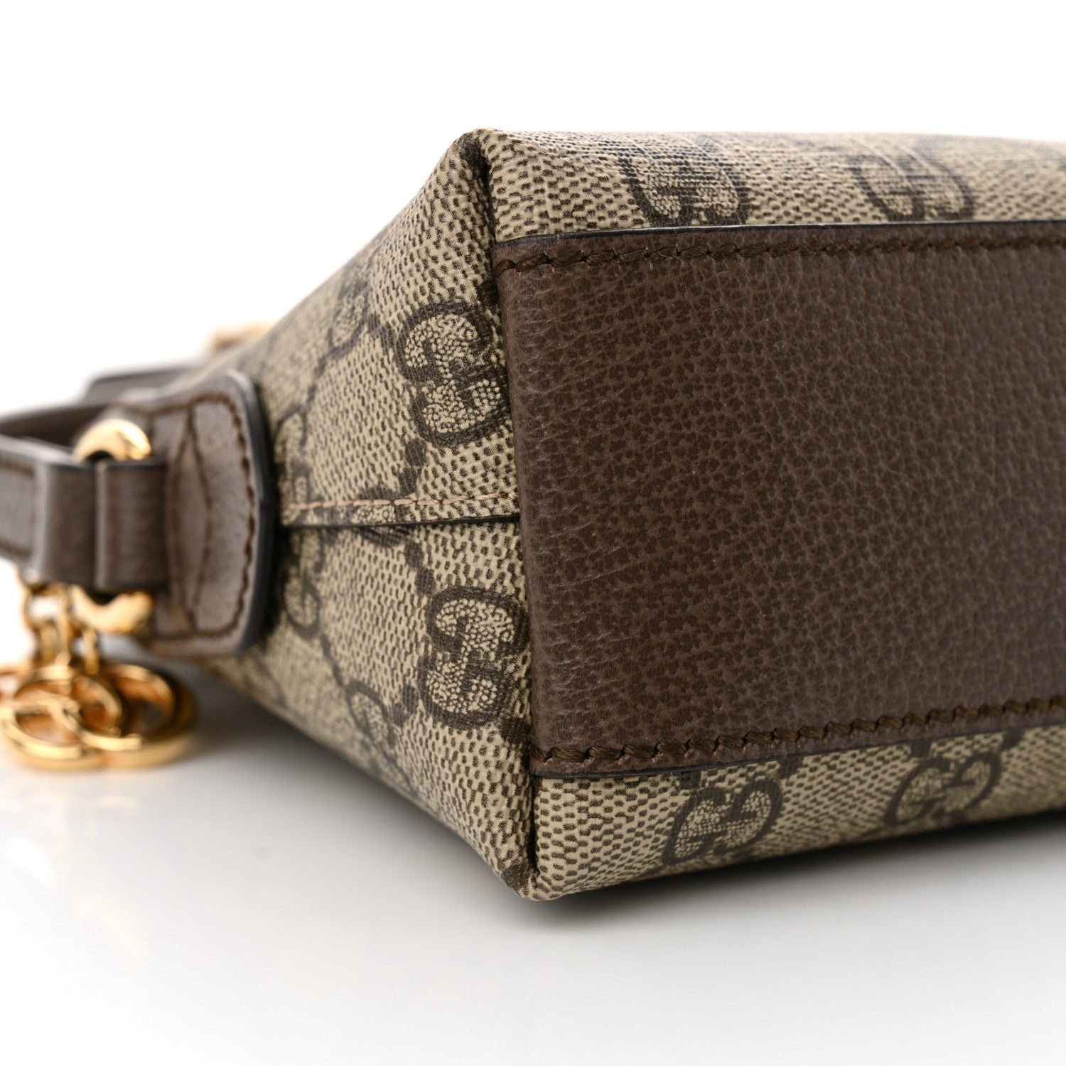 Gucci GG Supreme Monogram Textured Dollar Calfskin Web Small Ophidia Dome Shoulder Bag Beige Ebony New Acero 9 of 10