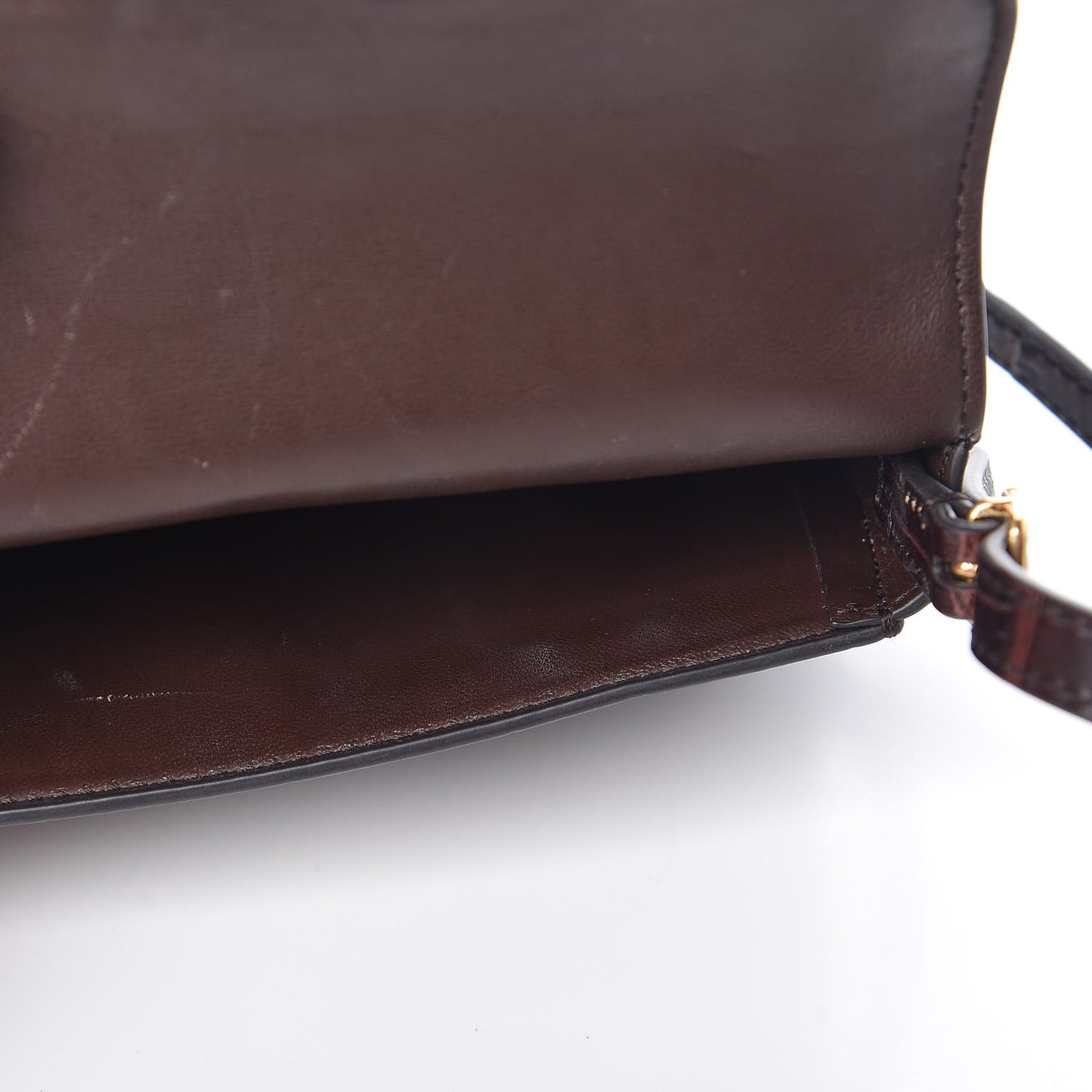 Crocodile Embossed Calfskin Mini Symmetrical Bag Brown