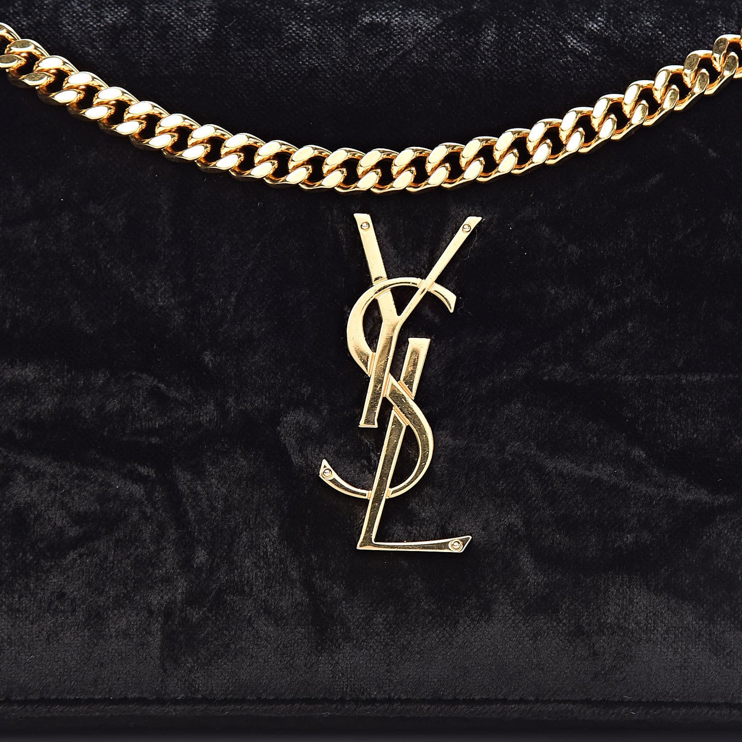 Velvet Monogram Chain Wallet Black