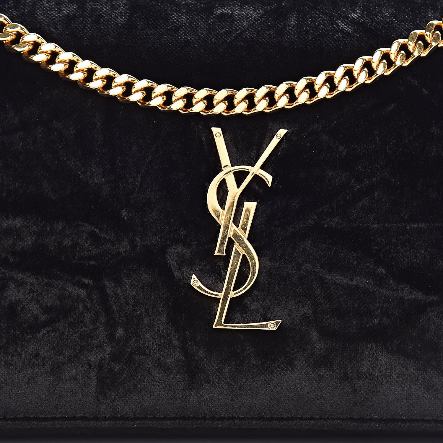Saint Laurent Velvet Monogram Chain Wallet Black 11 of 11